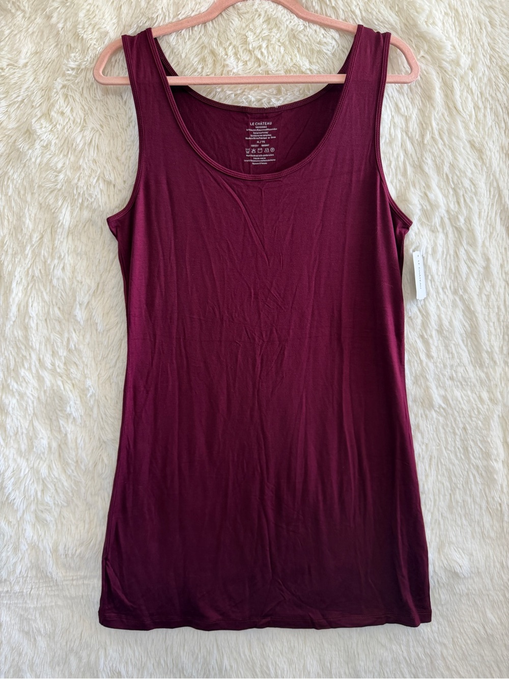 Le Chateau Womens Scoop Neck Tank Top Size XL Burgundy Layers Minimalist Capsule